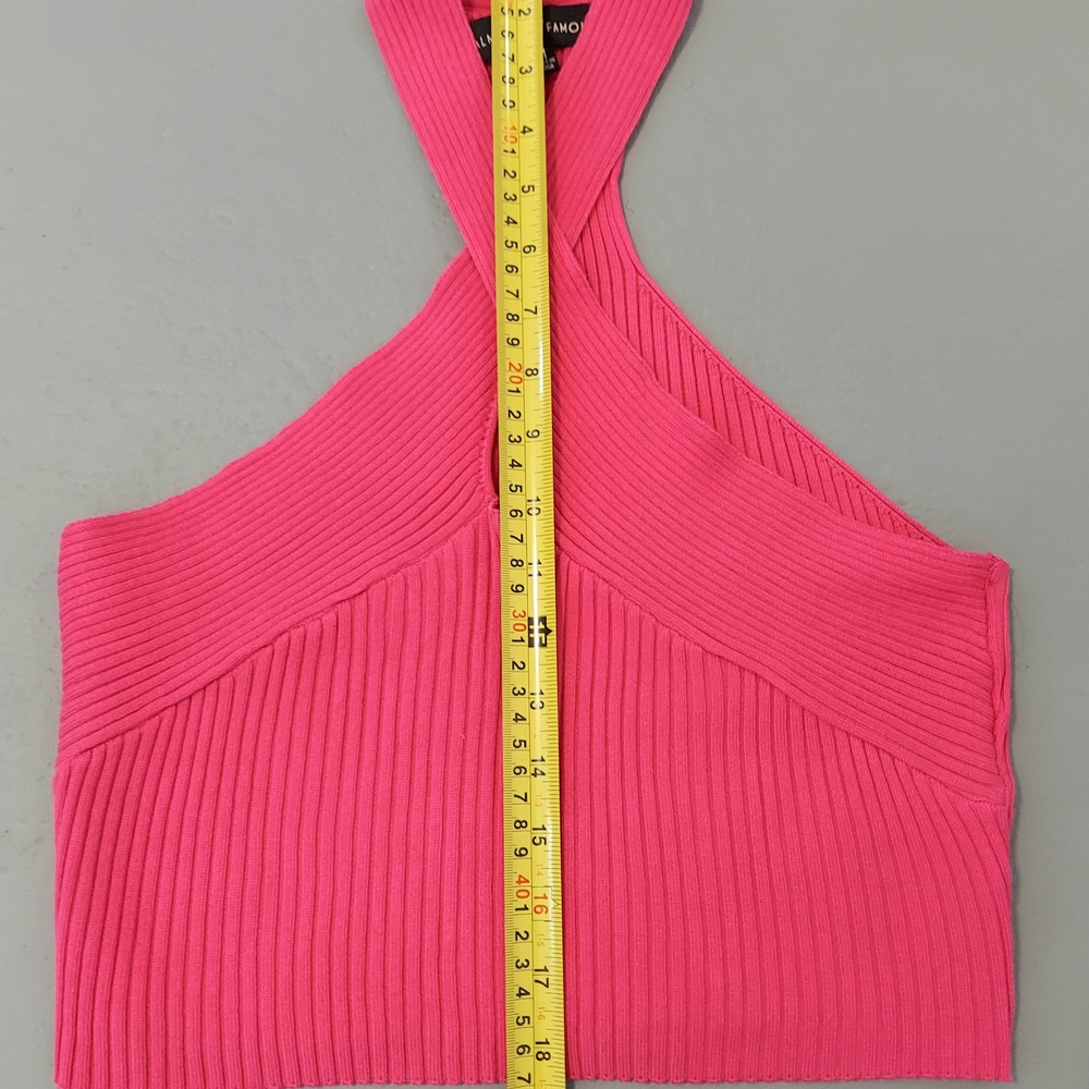 Pink Ribbed Halter Top By Almost Famous Size Medium - Picture 8 of 8
